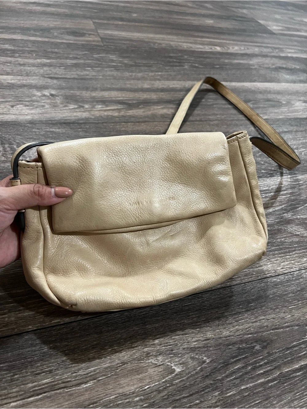 AIMEE KESTENBERG Preston Mini Leather Cream/Beige Crossbody Bag